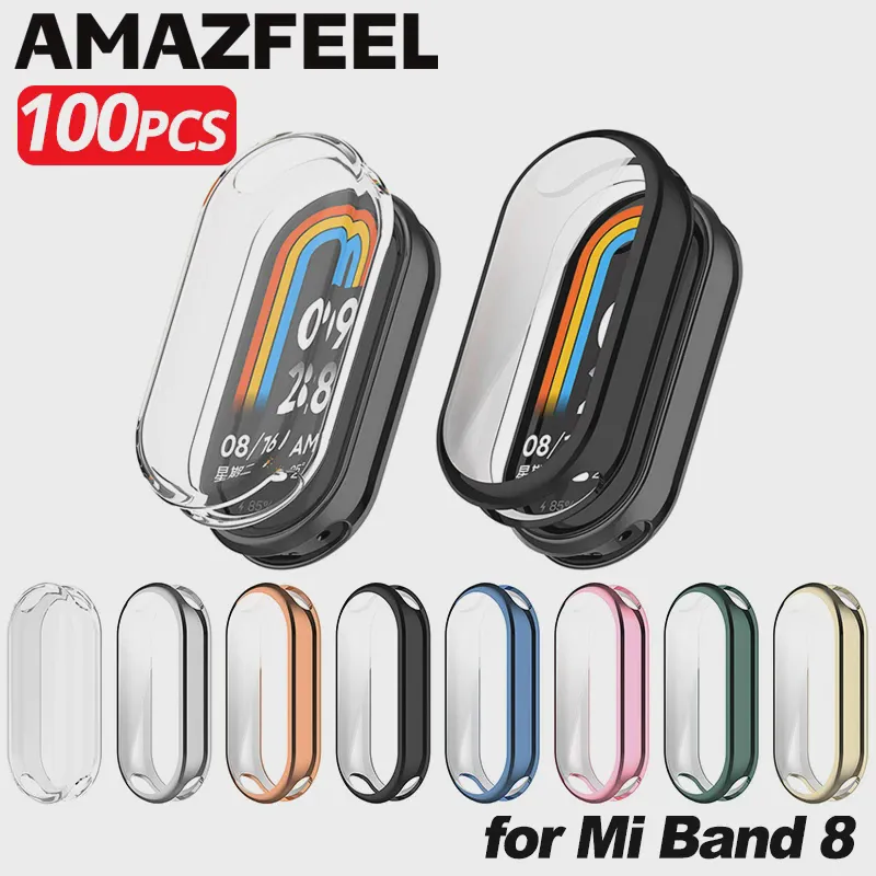 100шт ТПУ Чехол для Xiaomi Mi Band 8 Браслет Smart Band Протектор Экрана Чехлы Силиконовая Защита Mi Band 8 Бампер Полное Покрытие
