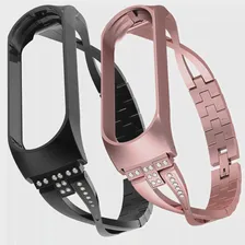 Ремешок для Xiaomi Mi Band 3 4 Металлический Браслет Ремешок для Часов Браслет для Mi Band 3 4 Ремешок из нержавеющей Стали для Xiaomi band Женский Ремешок
