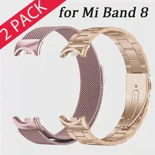 Ремешок с магнитной петлей для Xiaomi Mi Band 8 Smart Band, Металлический Ремешок для xiaomi mi band 8, браслет для Miband 8, сетчатый браслет Correa